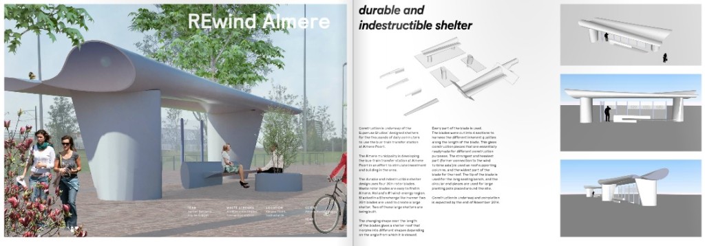 bus shelter made from discarded rotor blades wind turbine
